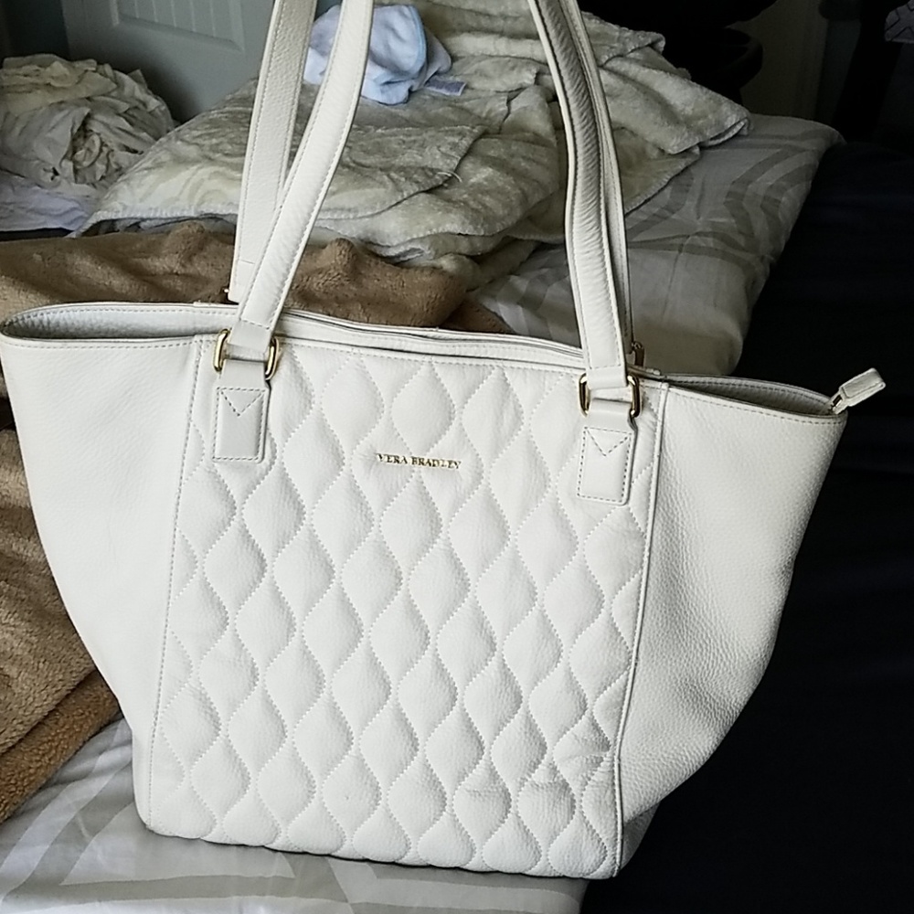 Vera Bradley leather Ella tote in cream